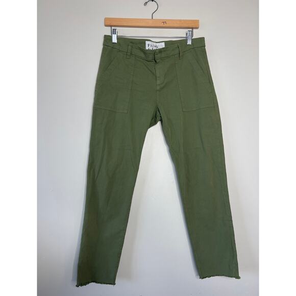 NEW Frank & Eileen Blackrock Utility Frayed Hem Pants Women's Army Size: 6 - Picture 2 of 7